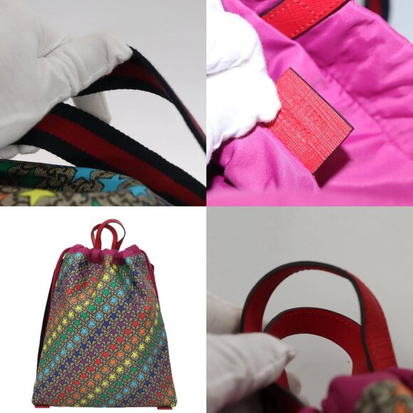 GUCCI GG Supreme Sherry Line Backpack PVC Beige Multicolor 550775 Auth 108606V - Picture 13 of 14